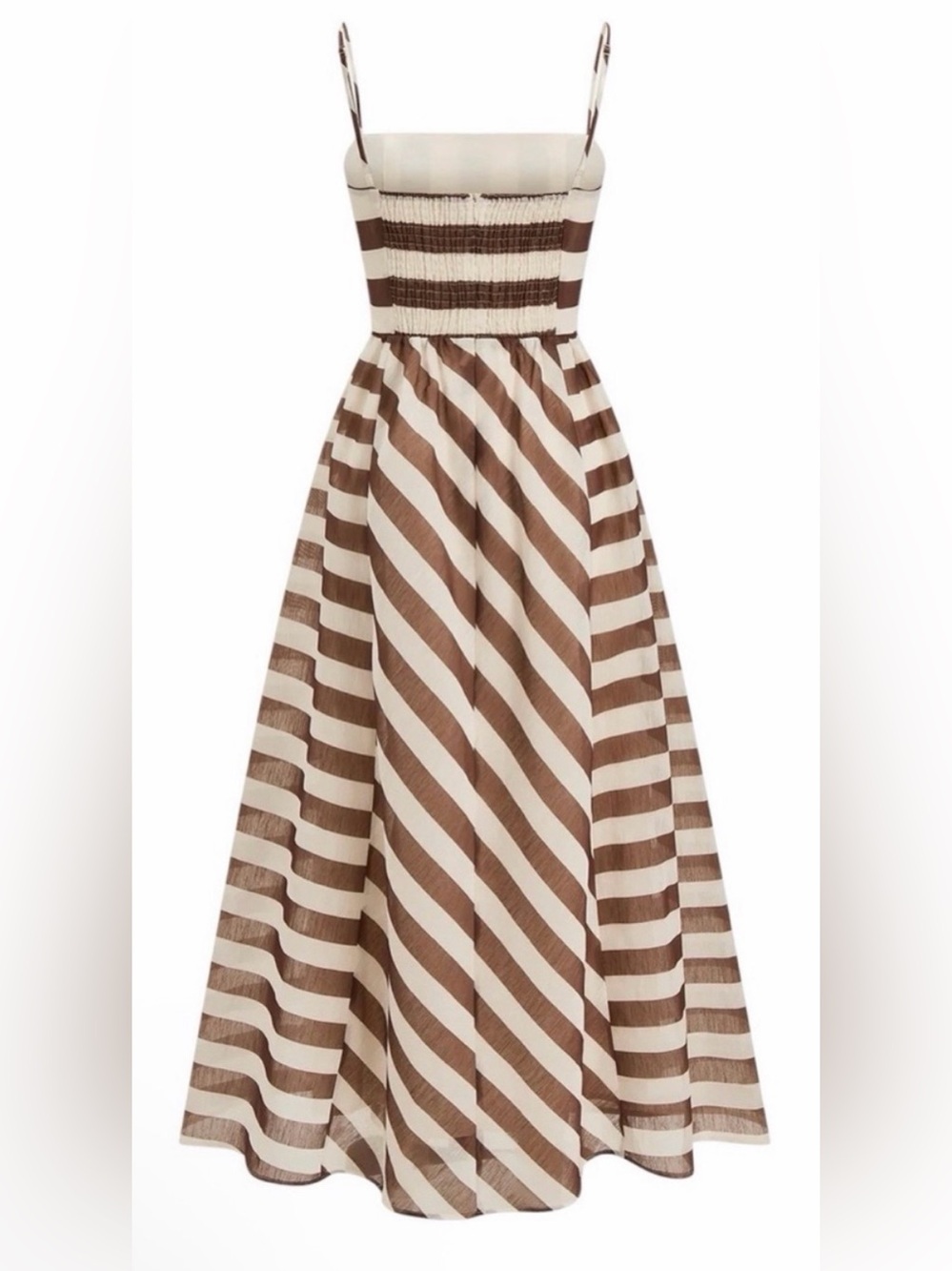 Brown and White striped Spaghetti-Strap Dress - Picture 2 of 6